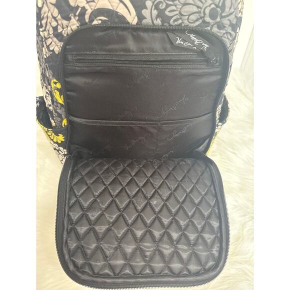 Vera Bradley Baroque Black/Yellow/White Laptop Backpack Full Size School - Picture 3 of 9